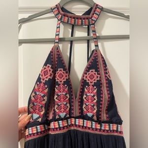 Impressions Embroidered Halter Top Maxi Dress